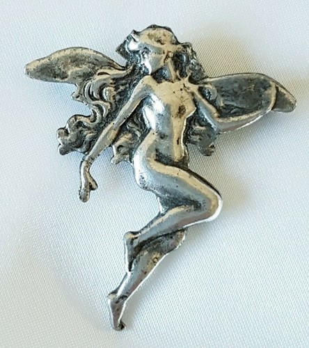 Brooch fairy silver plated - fairy,