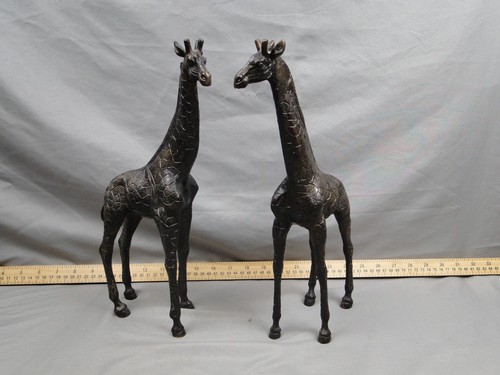 Pair metal giraffe sculptre - of,