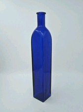Rectangular Cobalt Blue Glass  Bottle Rounded Shoulders Decorative 25cm Tall