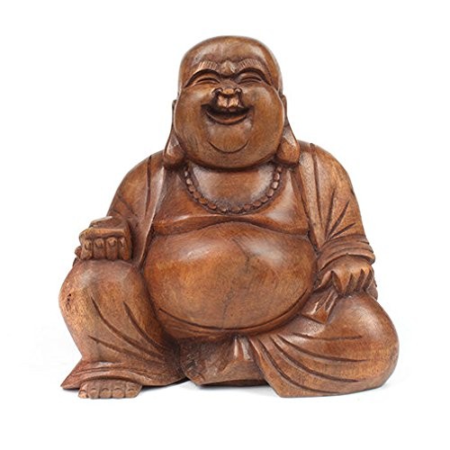 Large laughing wooden - wooden, buddha