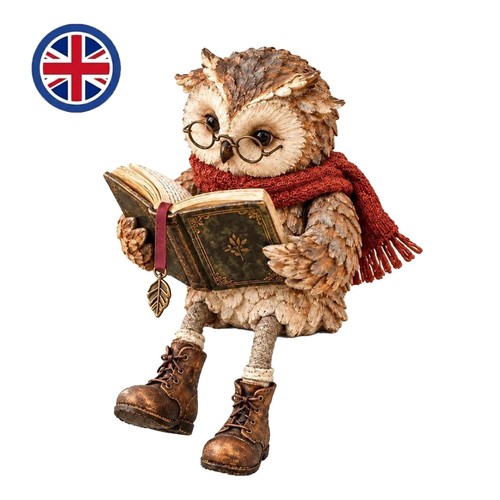 Reading owl figurine cute - reading,