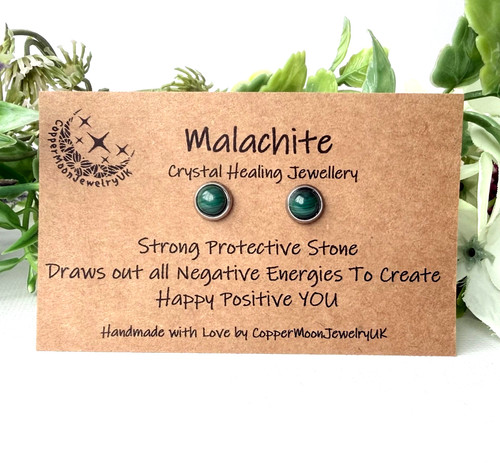 Malachite stud earrings - stud,