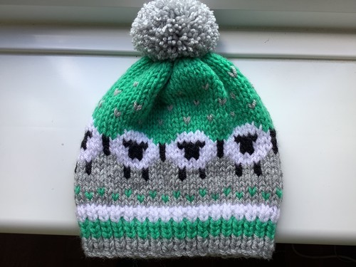 Hand knitted sheep bobble hat - bobble,