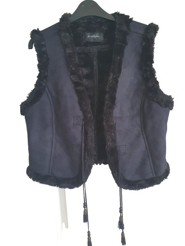 Black faux suede fur gilet - suede/fur,