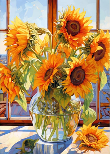 Vase sunflowers diamond - sunflowers,