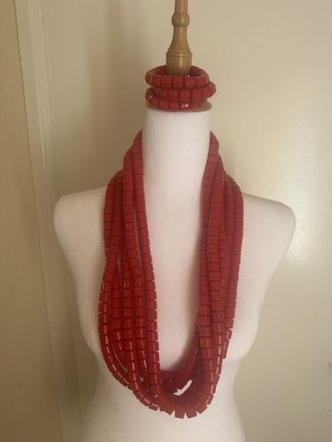 Red unisex african beads - african,