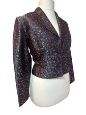 Vtg 80s Silk Embroidered