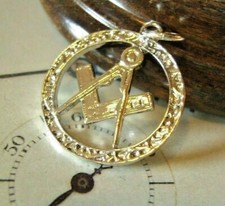 Masonic Pocket Watch Chain Fob Silver Plated Large Detailed Masonic Fob