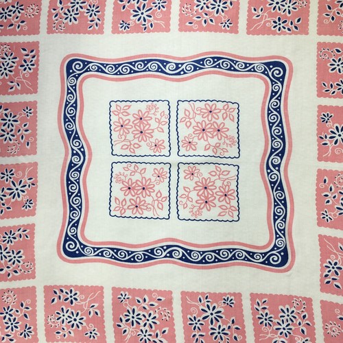 Vintage tablecloth floral - vintage, blue