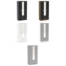 Wardrobe, Lynx Wooden High Gloss 3 Door 2 Drawer Wardrobe with 4 Colour Options