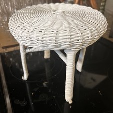 Vintage White Stool Wicker