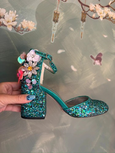 Turquoise glitter floral - turquoise,