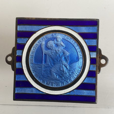 St Christopher Silver Enamel Dashboard Plaque Hallmarked 1954 Turner & Simpson