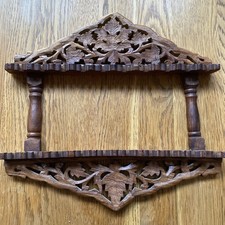 Vintage Indian Carved Wooden Spoon Rack for total 20 Spoons