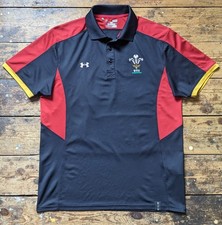 Under Armour UA Wales WRU Cymru Rugby men's s/s polo shirt jersey top 2014/15 M