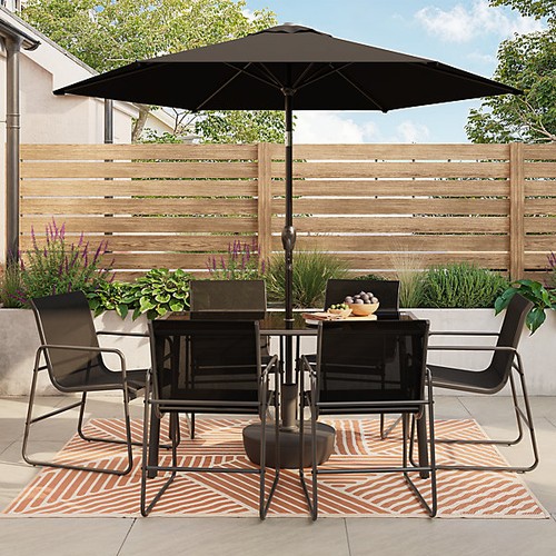 Black metal seater dining - metal, 6