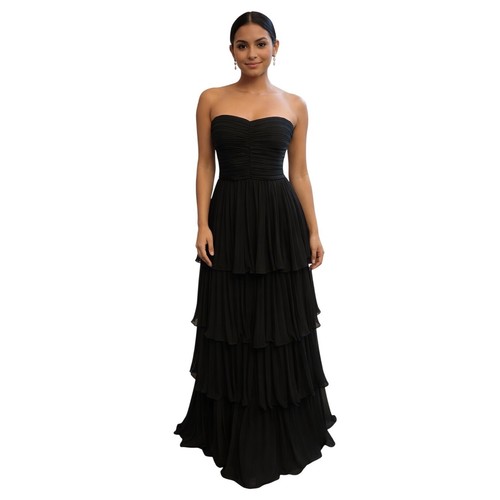 Lulus black strapless tiered - lulus,