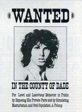 JIM MORRISON 'WANTED' Handbill, DADE - Lead Singer - The Doors - 7"x5" reprint
