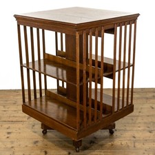 Edwardian Antique Oak Revolving Bookcase (M-471) 