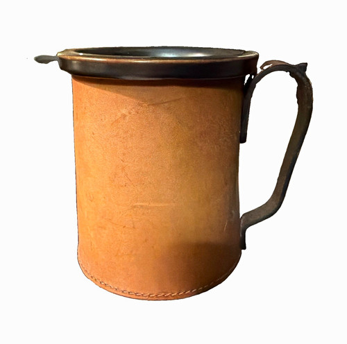 Leather covered beer tankard - leather,