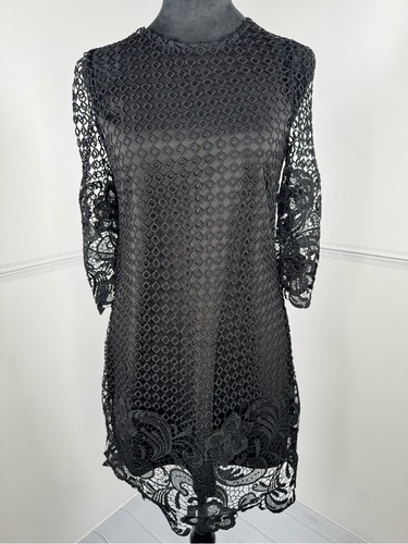 Zara black lace overlay - black,