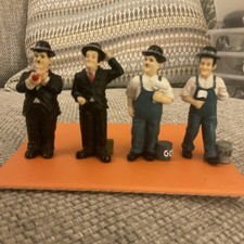 FOUR Laurel & Hardy Rare Leonardo Collection 3" Figures (75mm) painted resin
