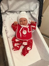 Lovely Antonia Juan Baby Doll With Cloth Body In ?Sleepsuit, Bodysuit,Bib + Hat