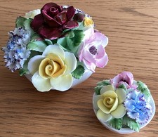 Royal Doulton Bone China Flower Posy Ornament 9cm And 5cm