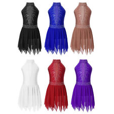 Kids Girls Figure Ice Skating Leotard Competition Dance Dress Stage Performance