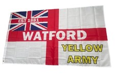 *BRAND NEW* Watford FC Flag 5ft by 3ft - Shirt Scarf Badge Poster Print Stickers