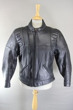 VINTAGE INTERSTATE OF GB CLASSIC BLACK COWHIDE LEATHER BIKER JACKET 38-40 INCH