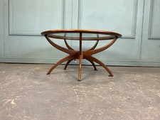 G Plan Spider Teak Midcentury Glass Top Coffee Table