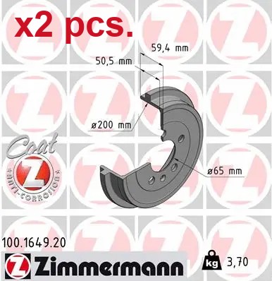 Pcs rear brake drum set - x2,