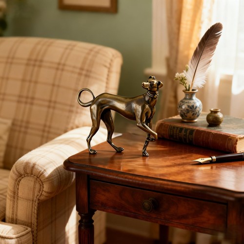 Solid brass greyhound dog - solid,