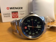 Wenger 01.0541.123 Mens Watch Terragraph 43mm 10ATM Blue Dial - New