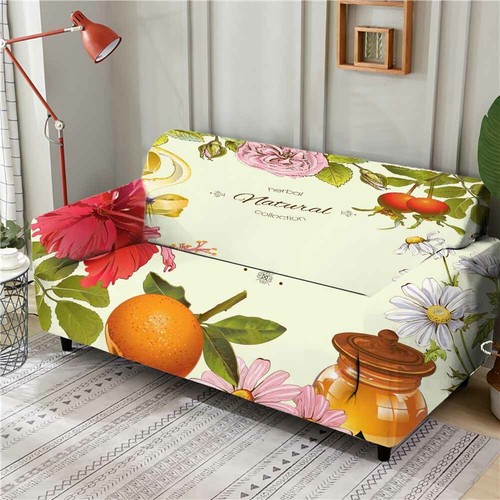 Mandarin orange stretch sofa - a,