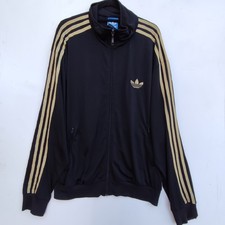 Adidas Originals Black Gold Firebird Tracksuit Top Jacket | Men's XL