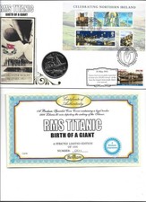 2008 BENHAM RMS TITANIC FDC + 1998 LIBERIA FIVE DOLLARS COIN 0011