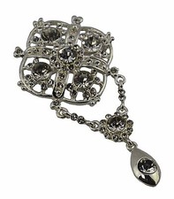 Silver Large Square Bridal Brooch Rhinestone Crystal Diamante Wedding Broach Pin