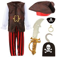 Pirate Boys Costume Kids World Book Day Fancy Dress Caribbean Buccaneer Pirate