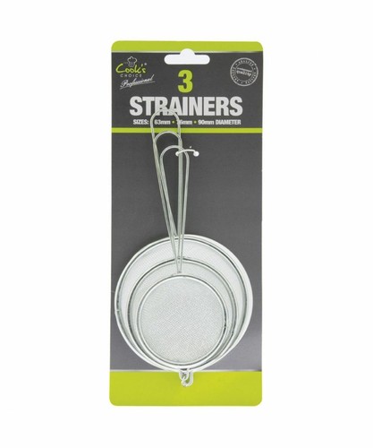 3pc stainless steel sieves - stainless,