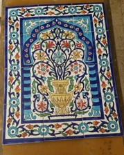 Moorish Turquoise Mural-45x60cm- Hand painted ceramic tiles