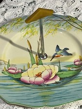 Vintage decorative cake plate, waterlily kingfisher design, wedding, party