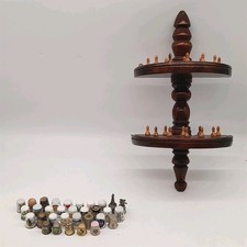 32x Ceramic and Pewter Thimbles with Wall Display (#H1/28)