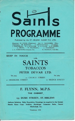 Rugby league programme st - rugby,
