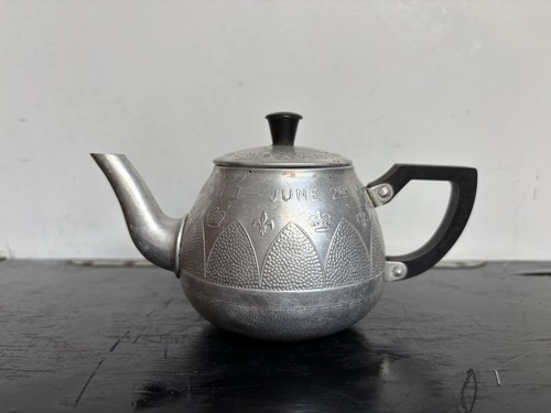 Vintage metal tea pot - tea,