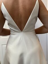 NEW chic H&M BRIDAL wedding dress UK 10 cream fit flare deep v back minimal BNWT