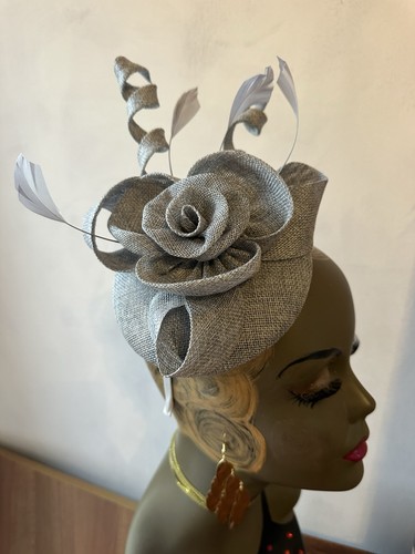 Grey fascinator with spirals - fascinator,