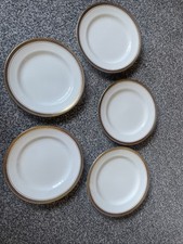 5 Bishop And Stonier 17cm White and Gold Detail Side Plates