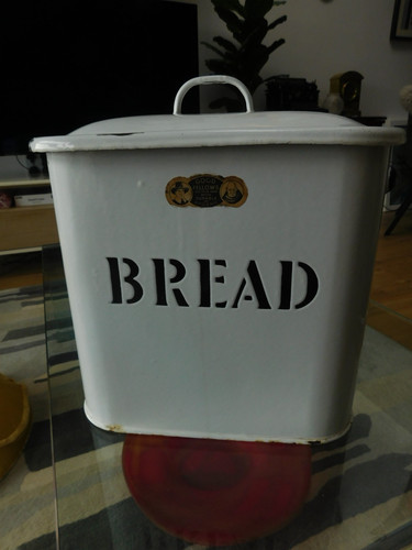 Vintage enamel bread bin - vintage, by